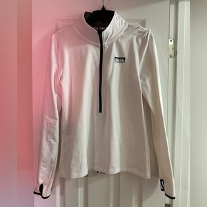 VS PINK Ultimate White & Silver Zip Up Workout Top/Jacket